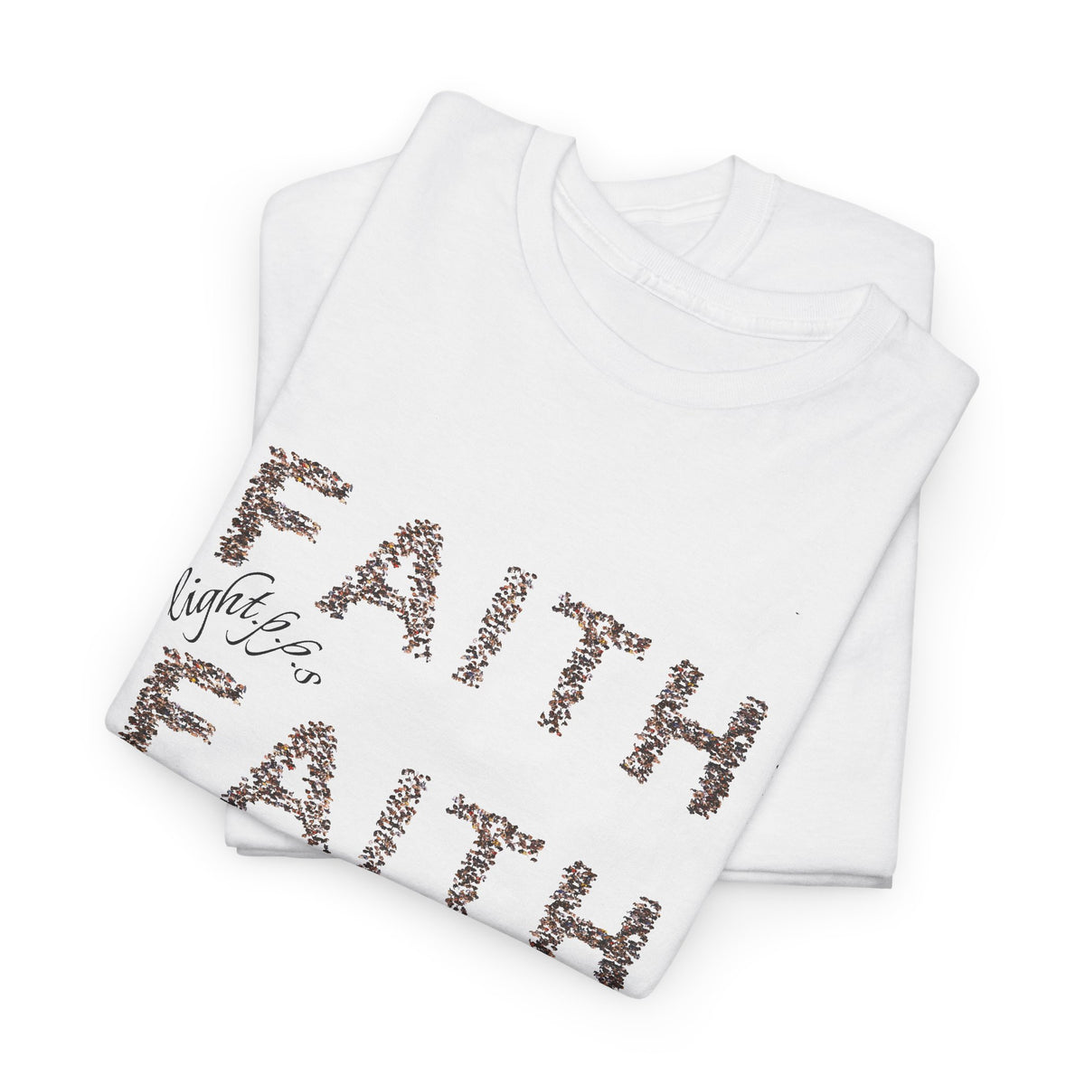 Faith Repeat Graphic Tee — “For we walk by faith” 2 Corinthians Christian T‑Shirt
