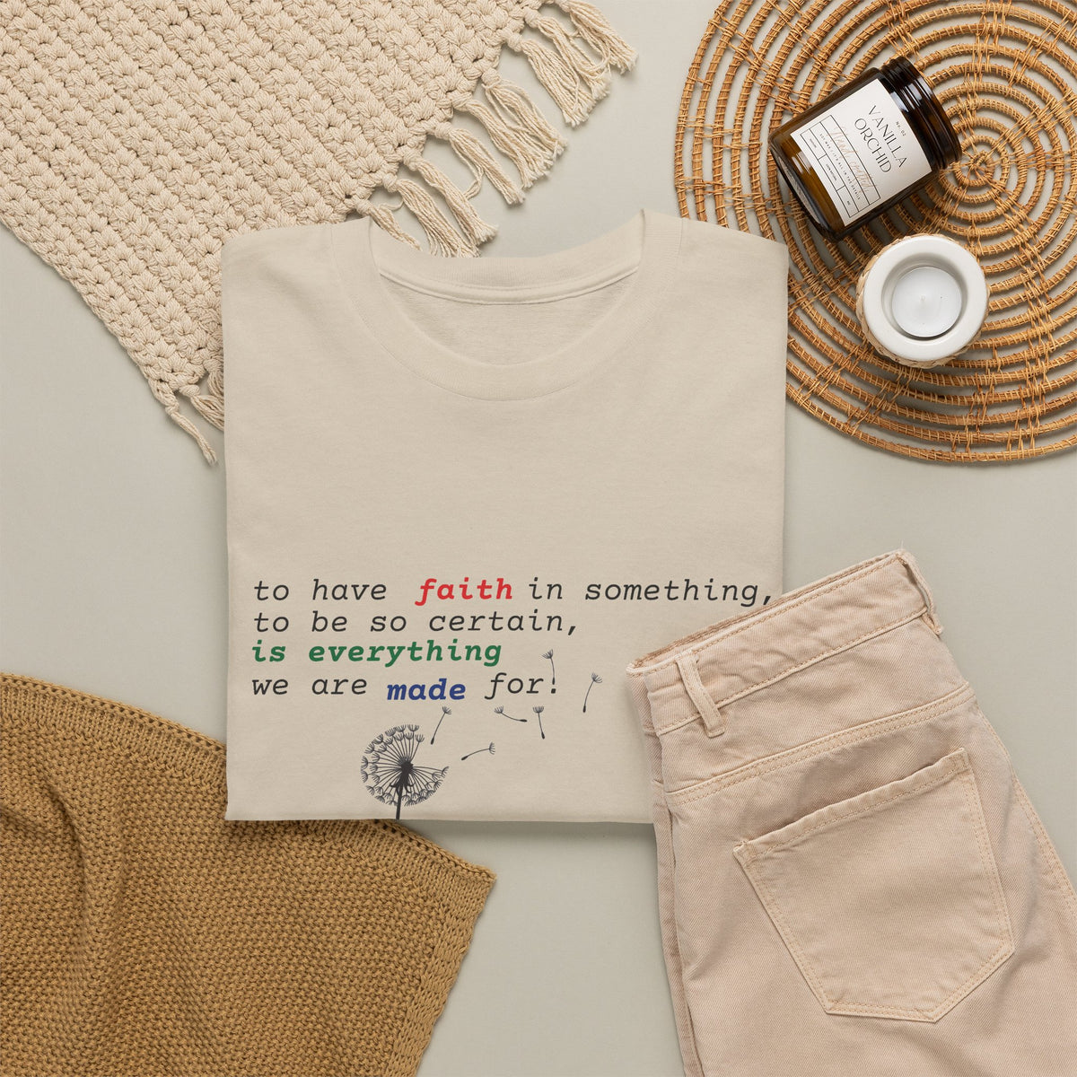 Faith & Bloom T-Shirt — Inspirational Floral Tee with "to have faith" Quote