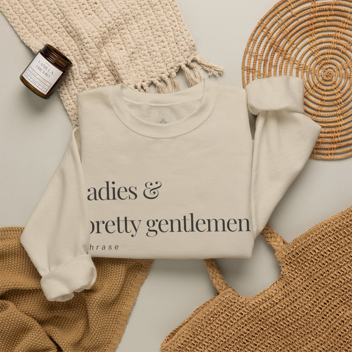 Ladies & Pretty Gents Crewneck Sweatshirt — “ladies & pretty gentlemen” Minimal Definition Graphic