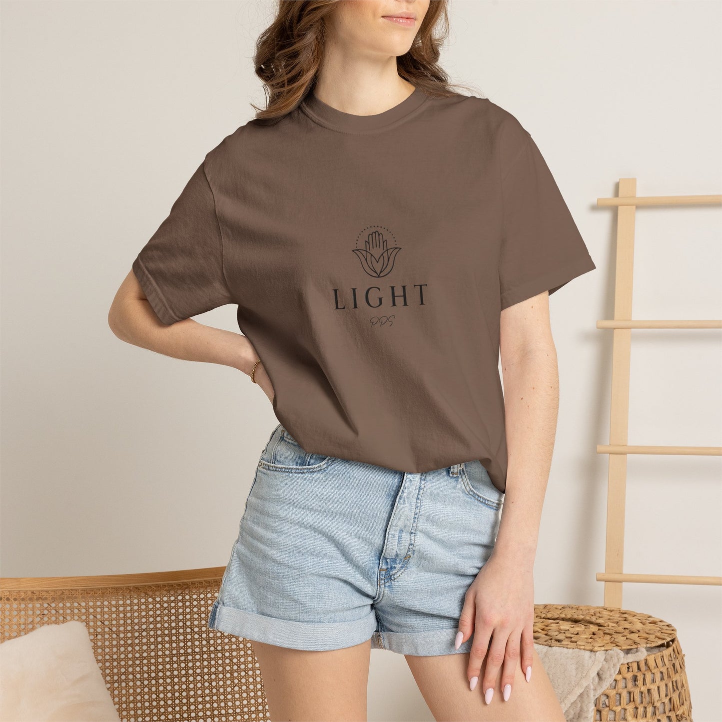 Light Logo T-shirt | Minimal Hamsa Graphic, Text Backprint