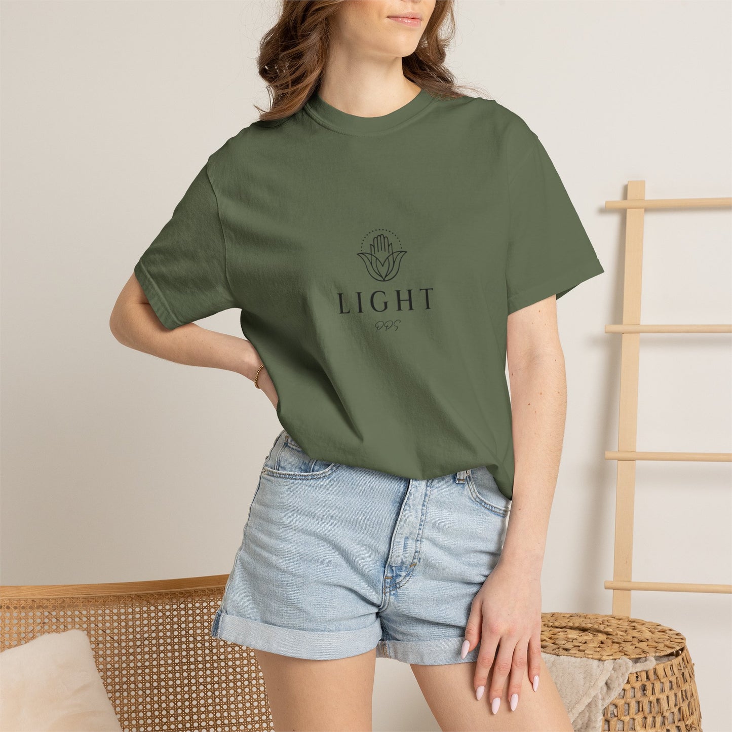Light Logo T-shirt | Minimal Hamsa Graphic, Text Backprint