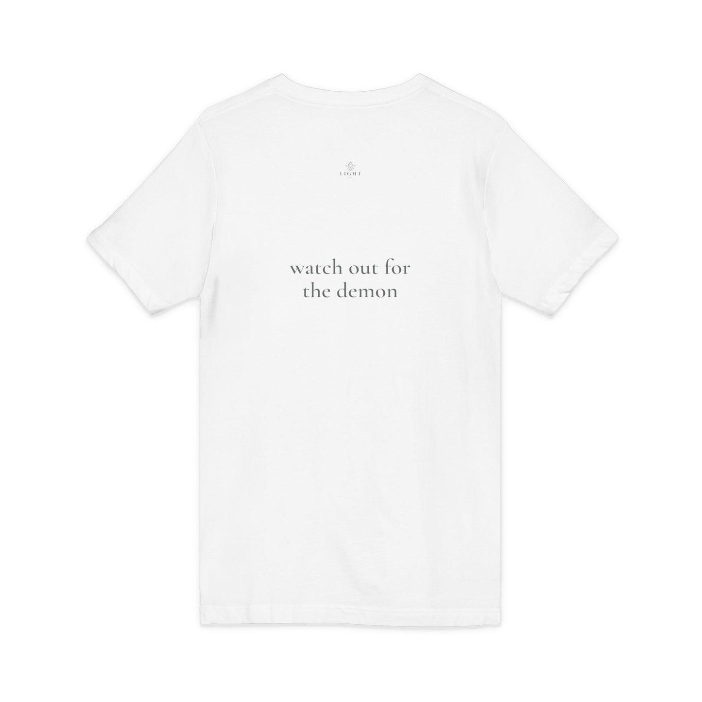 Watch out for the demon V-Neck Tee: Spooky Fashion for Halloween, Casual Wear, Gift for Friends, Witchy Style, Unisex Apparel