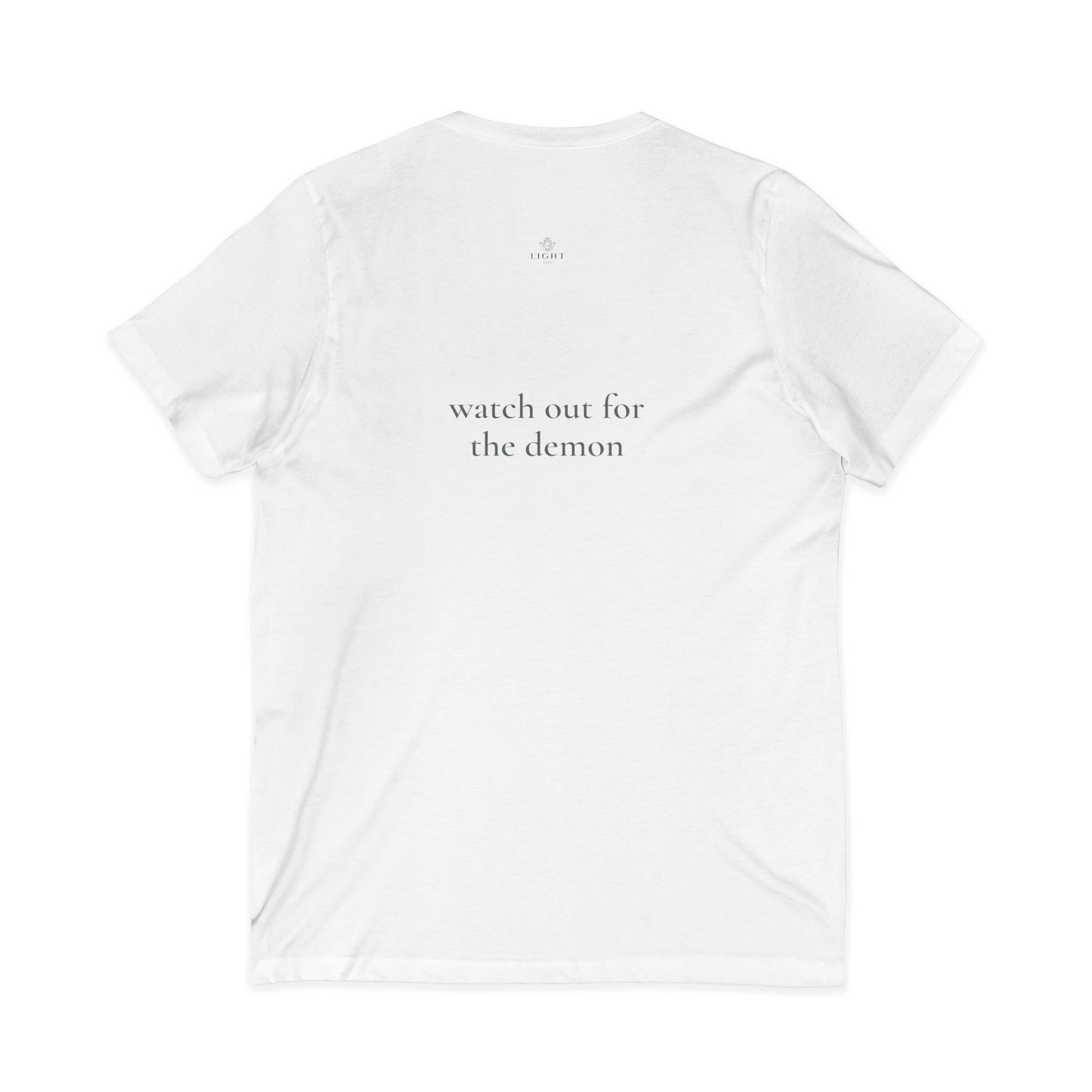 Watch out for the demon V-Neck Tee: Spooky Fashion for Halloween, Casual Wear, Gift for Friends, Witchy Style, Unisex Apparel