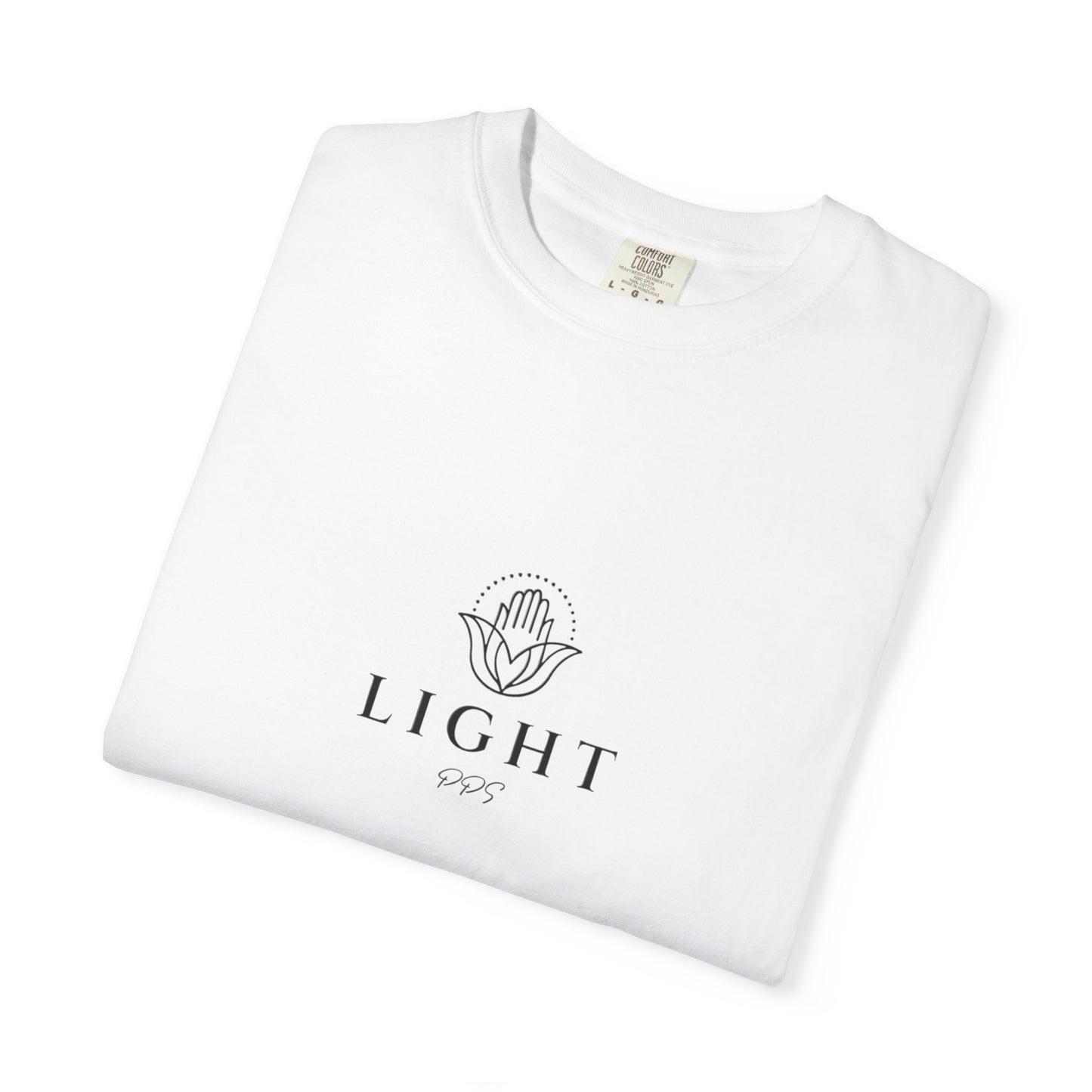 Light Logo T-shirt | Minimal Hamsa Graphic, Text Backprint
