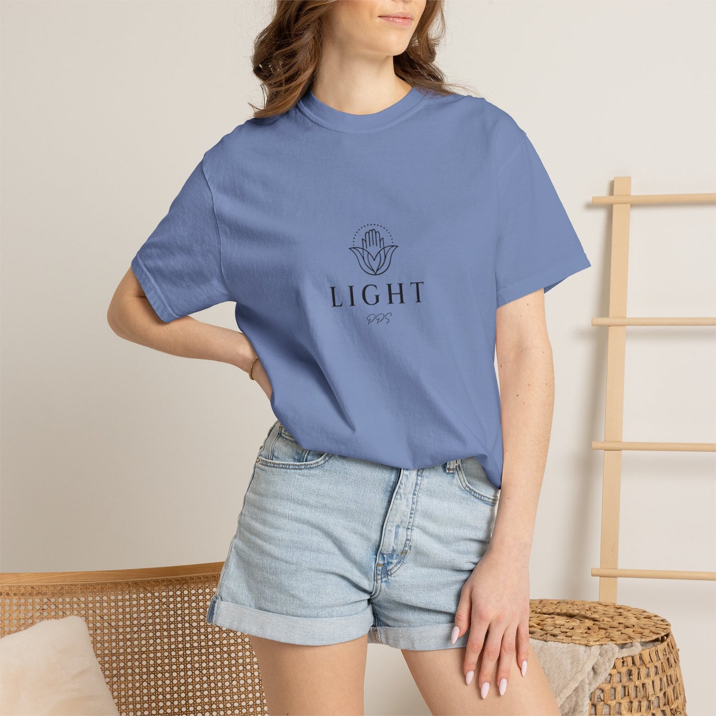 Light Logo T-shirt | Minimal Hamsa Graphic, Text Backprint