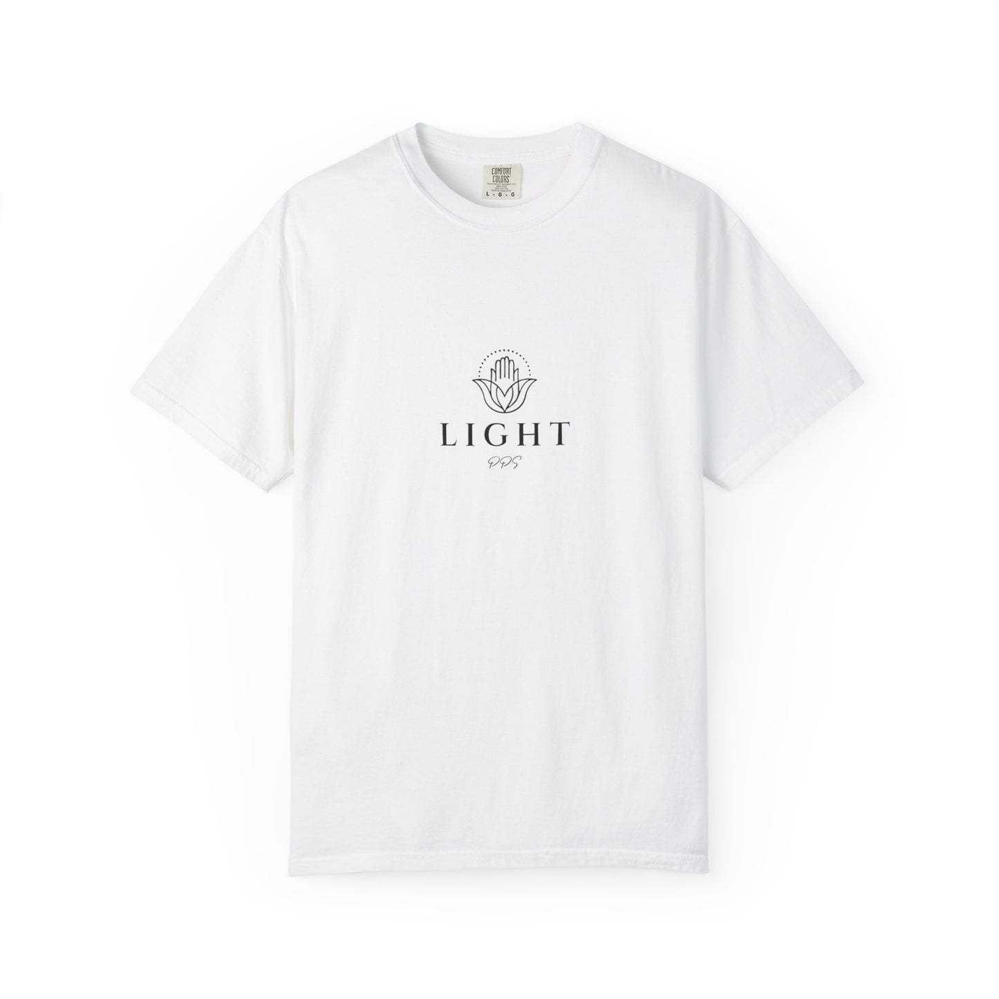Light Logo T-shirt | Minimal Hamsa Graphic, Text Backprint