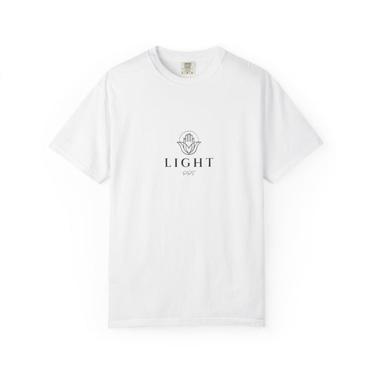 Light Logo T-shirt | Minimal Hamsa Graphic, Text Backprint
