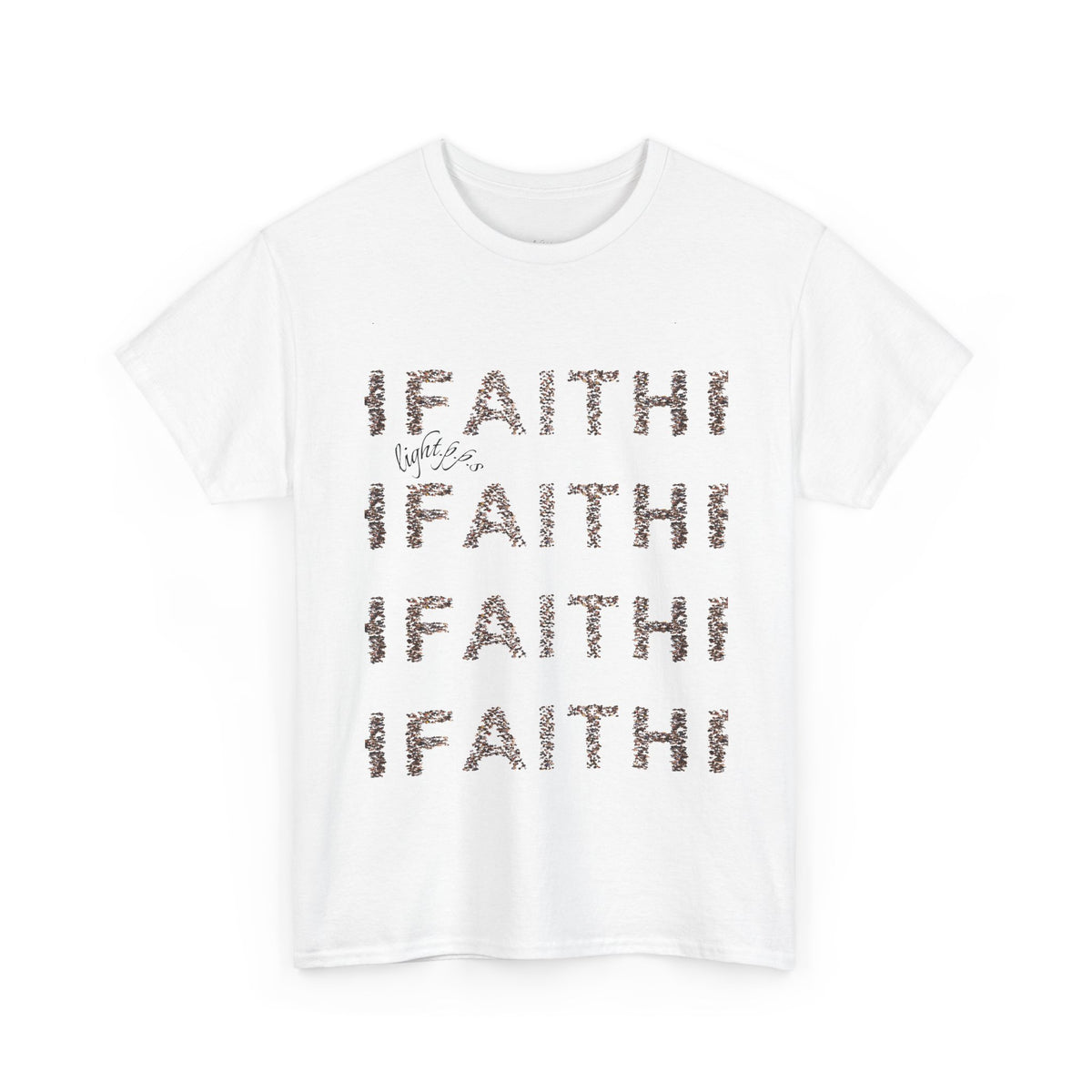 Faith Repeat Graphic Tee — “For we walk by faith” 2 Corinthians Christian T‑Shirt