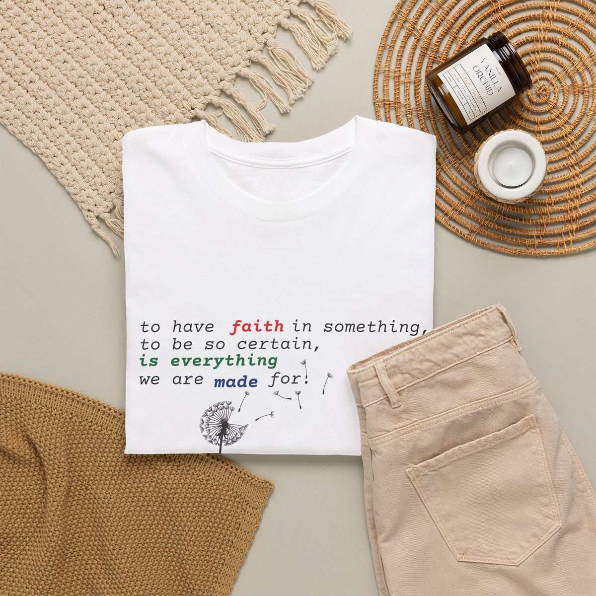 Faith & Bloom T-Shirt — Inspirational Floral Tee with "to have faith" Quote