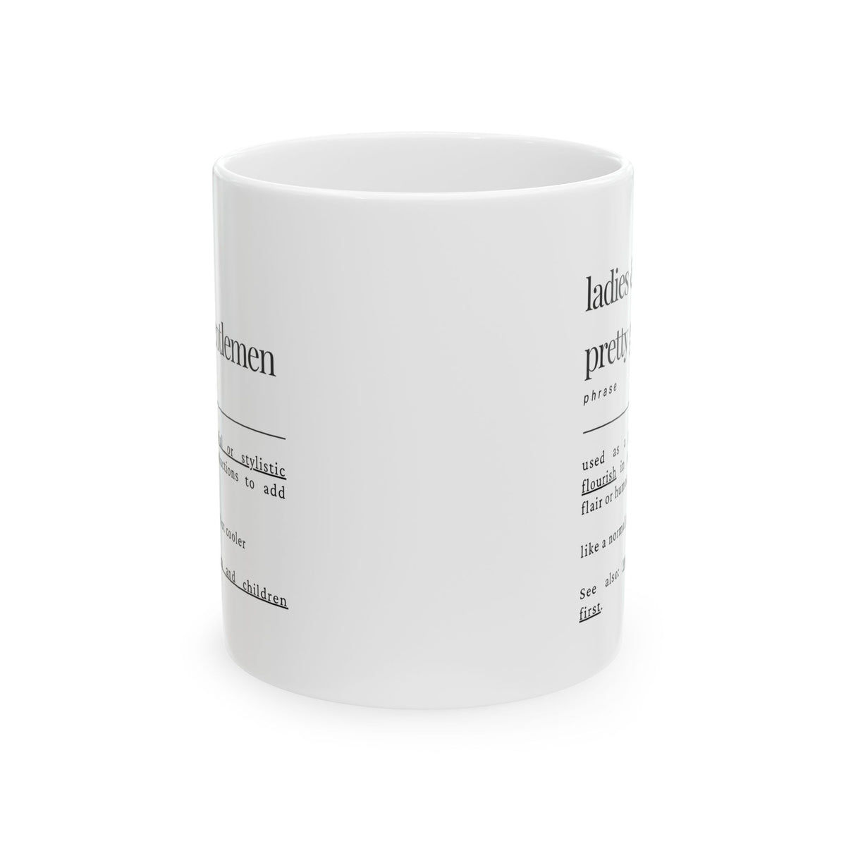 Humorous Definition Mug — 'Ladies' vs 'Gentlemen' Vintage Dictionary-Style Coffee Cup (11oz/15oz)