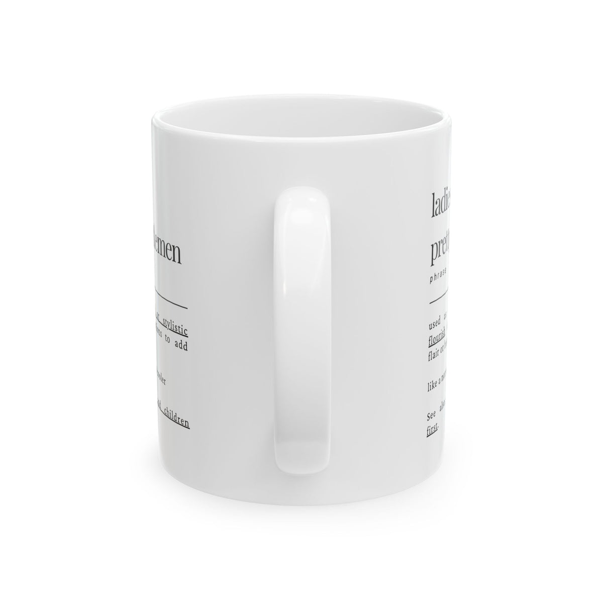 Humorous Definition Mug — 'Ladies' vs 'Gentlemen' Vintage Dictionary-Style Coffee Cup (11oz/15oz)